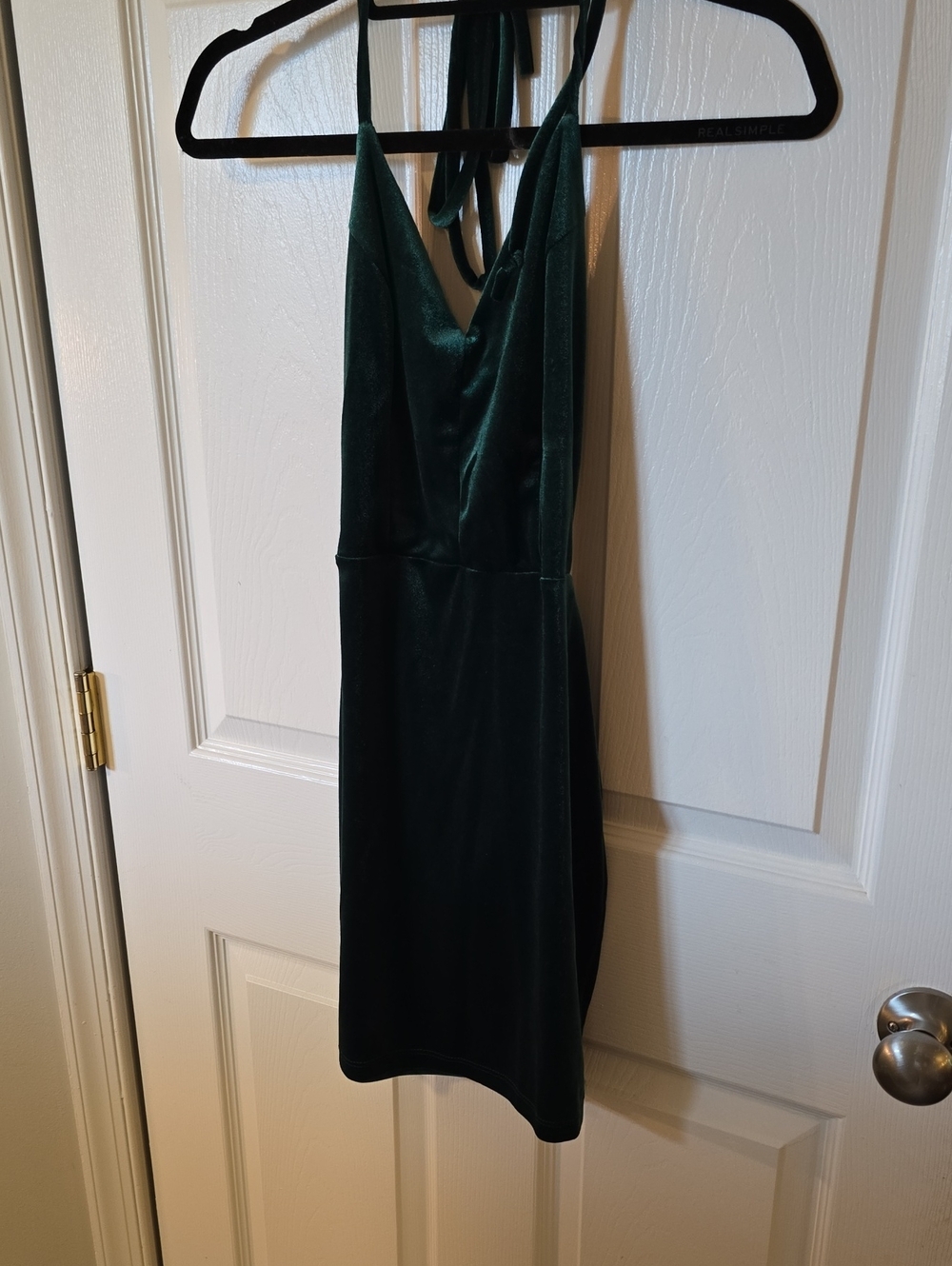 Fashion Nova Deep Green Velvet Halter Mini Dress